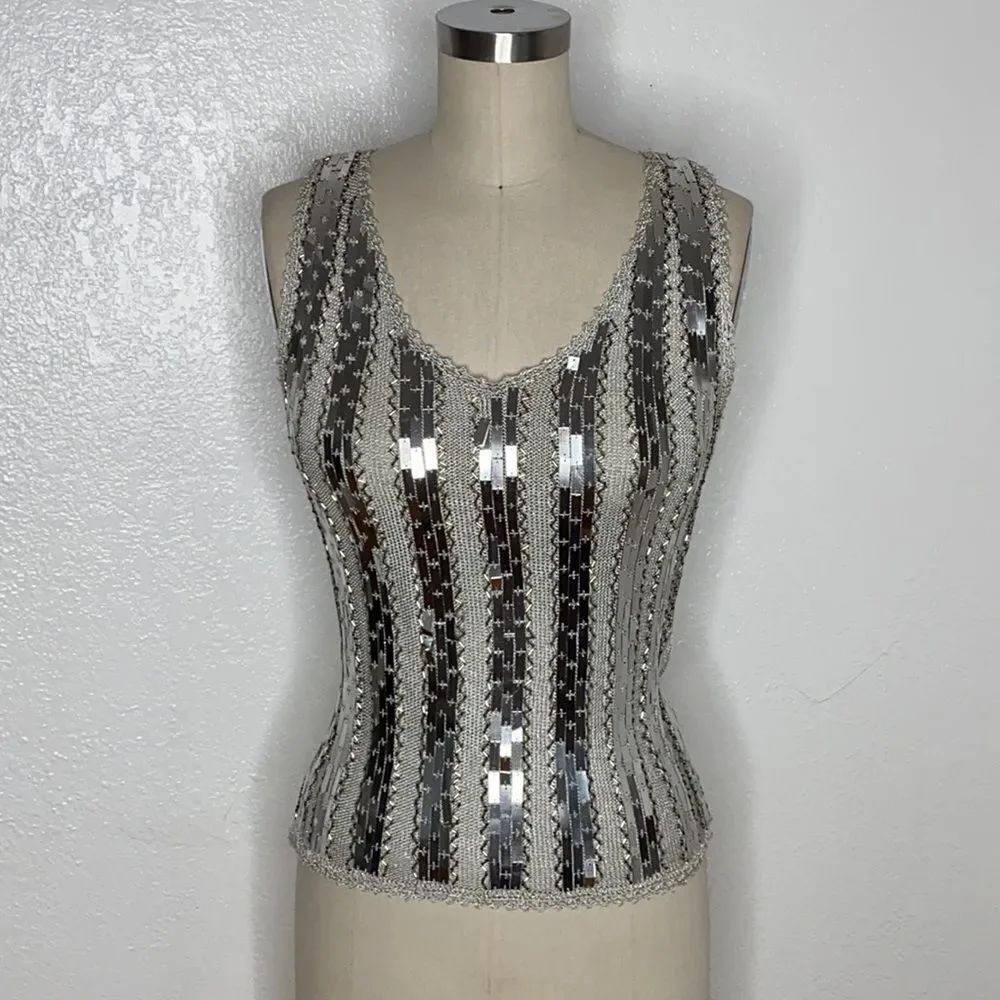 Vintage silver grey knit burning man festival top